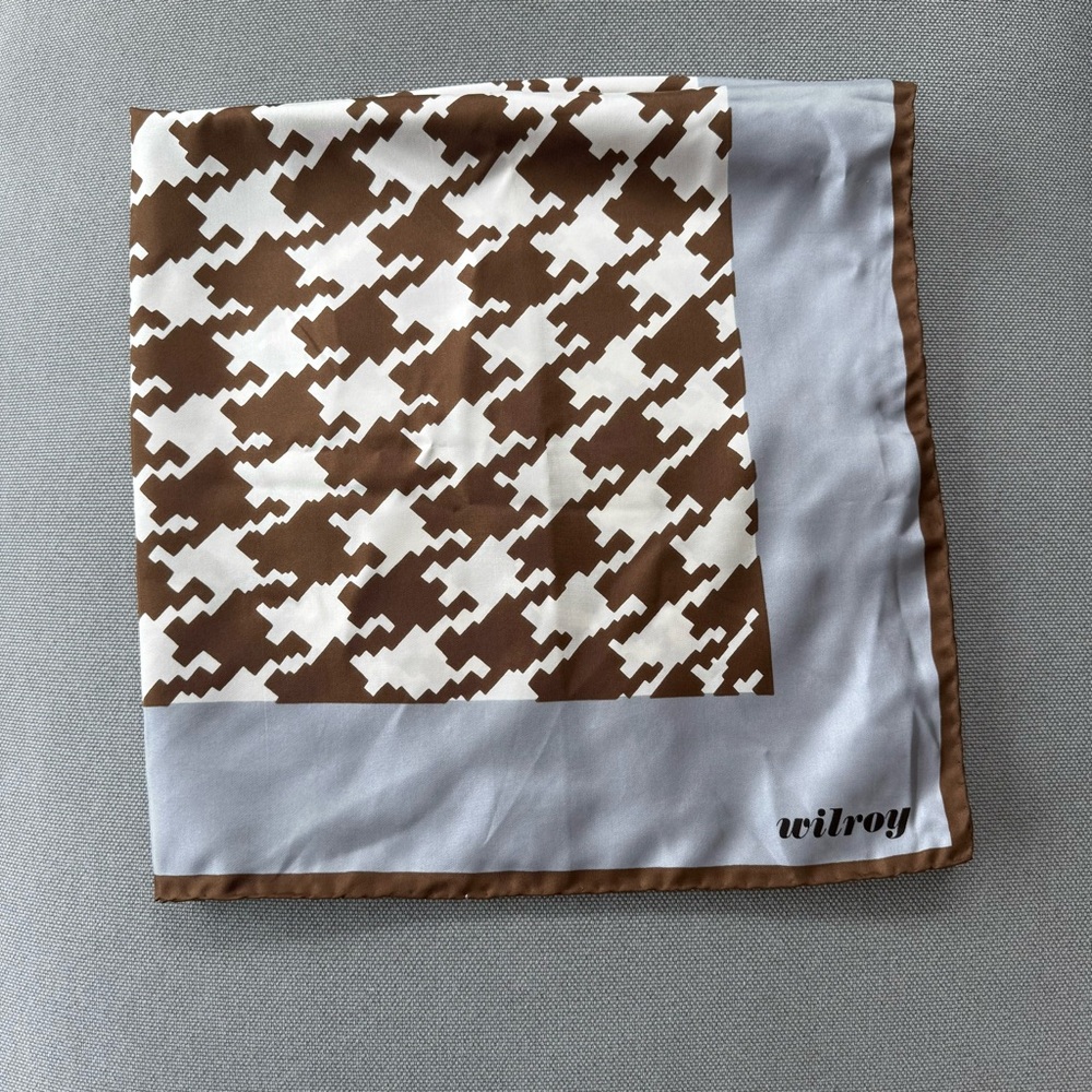 Wilroy Brown and White Silk Scarf